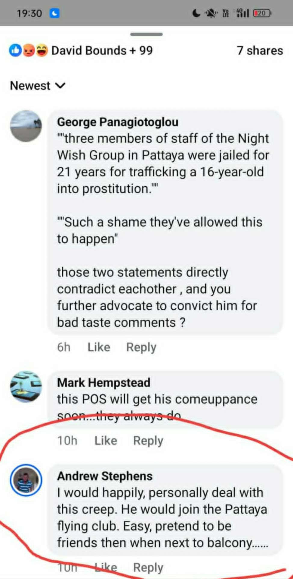More nasty comments screenshot